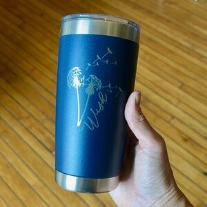 Blue Tumbler with Dandelion Design